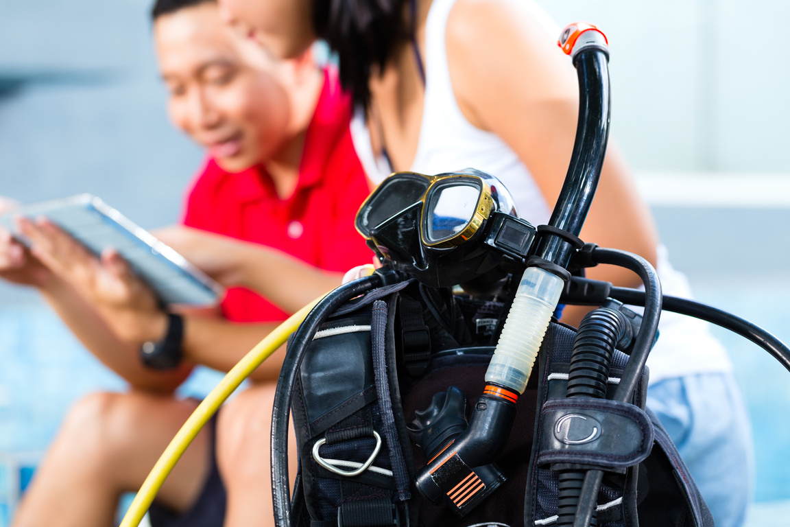 Dive Master and Student in Asian Diving School